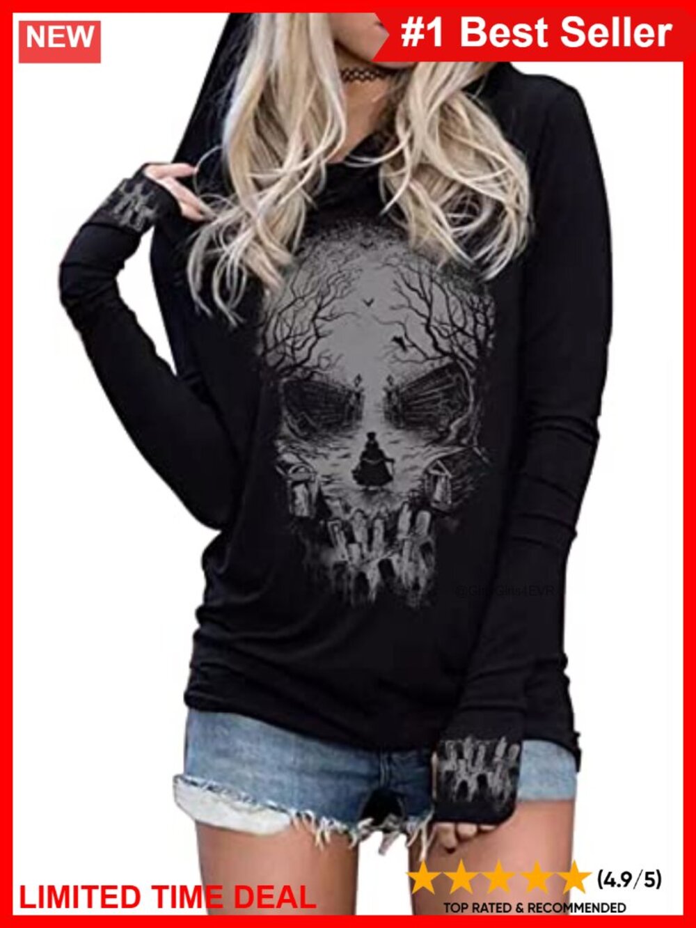 Women's Vintage Graphic Hoodie Long Sleeve Pullover Cotton Blend